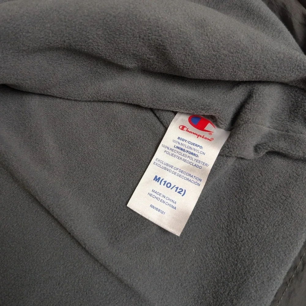 Champion Coach Nylon Jacket Kids Size M 10/12 Iron Grey NWT Fleece Lined C9350W